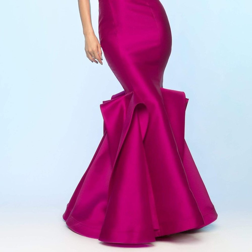 Nicole Bakti 6826 Pleated Strapless Ruffled Mermaid Prom Gown - Picture 3 of 7